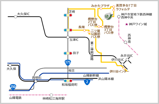 伊川谷インター出発コースのマップ